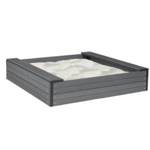 Sandkasse i sort komposit WPC med sæder