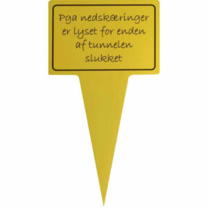 sjovt planteskilt - pga nedskæringer