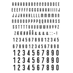 folieark med sorte tal til postkasse