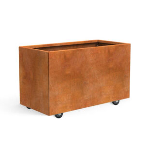 40 cm høj plantekasse på hjul i cortenstål