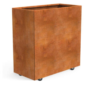 Cortenstål plantekasse med hjul højde: 80 cm