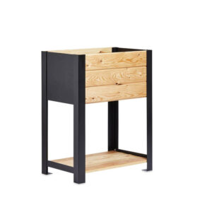 høj plantekasse i træ med hylde