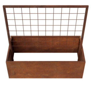 højbed i cortenstål med espalier