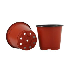 røde plast krukker